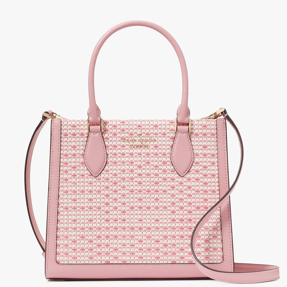 Kate Spade Ellie Pink Straw Woven Small Tote